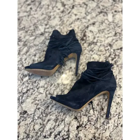 Vince Camuto peep toe suede bootie size 9.5 navy - Picture 6 of 8